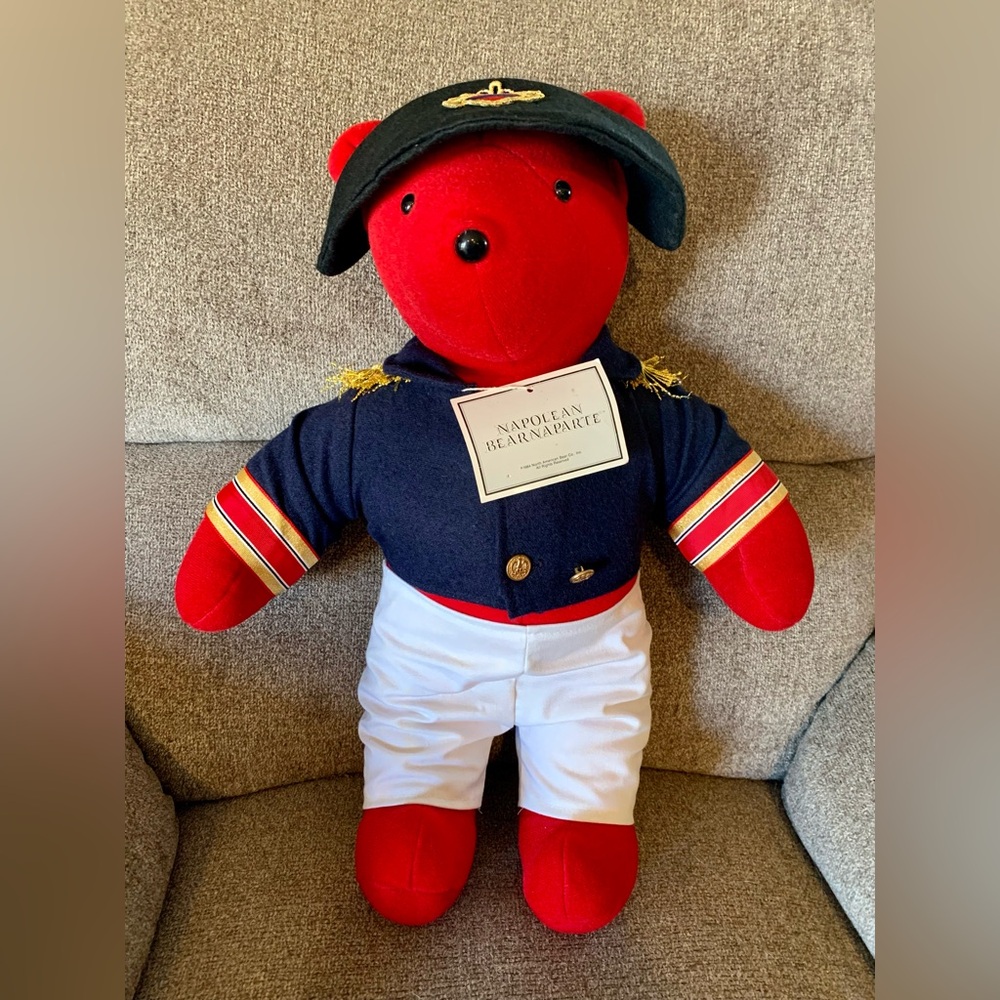 Vintage Napolean Bearnaparte Red Plush Bear in Navy Uniform dated 1978